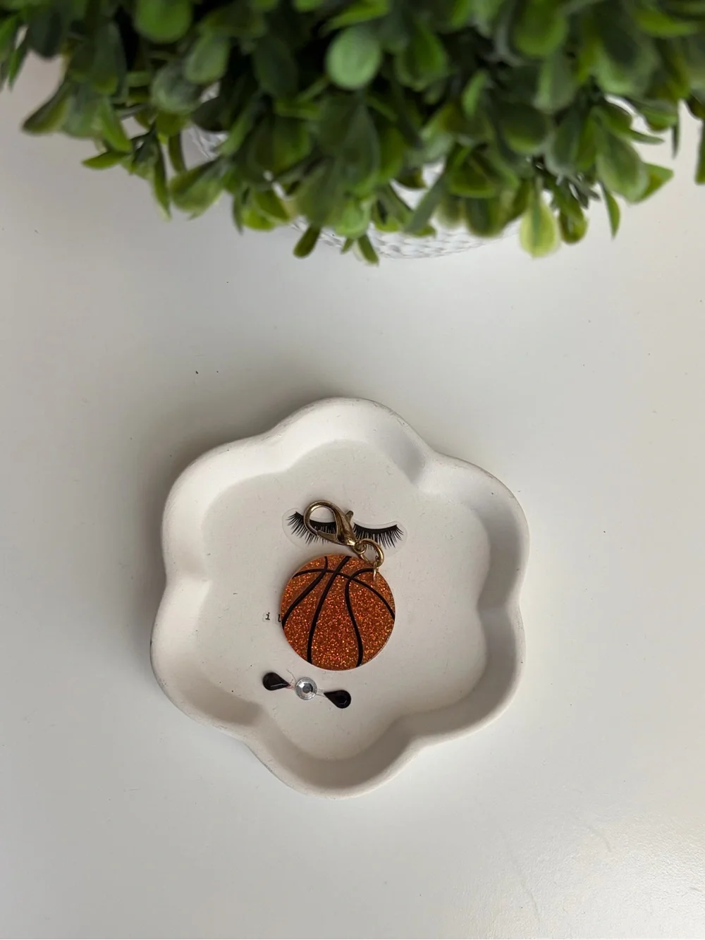 Glitter Orange Basketball Charm Keychain for Kids - Unbranded